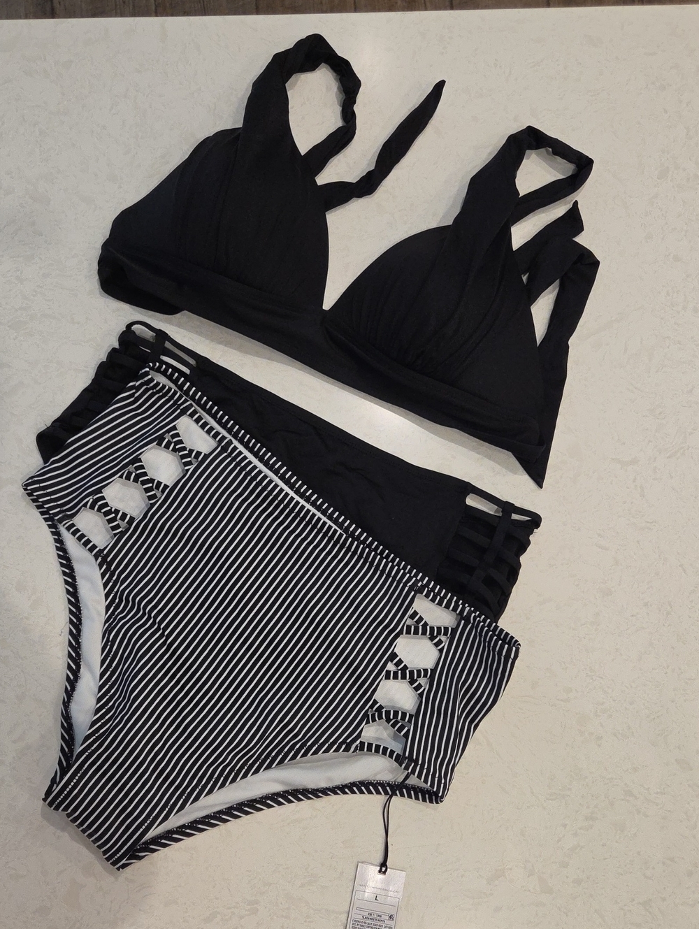 3 Pc Set-1 Bikini Top with 2 High-Waist Bottoms